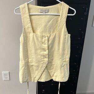 LOFT Light Yellow Button-Front Tank Top